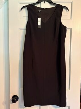 NEW Talbots Size 12 Black Sleeveless Midi Sheath Dress